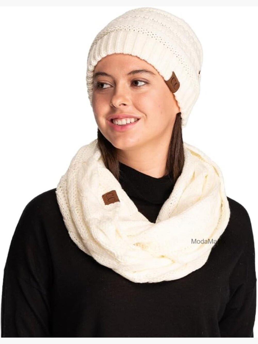 Winter Beanie and Scarf Set, Cable Knit, Unisex, One Size